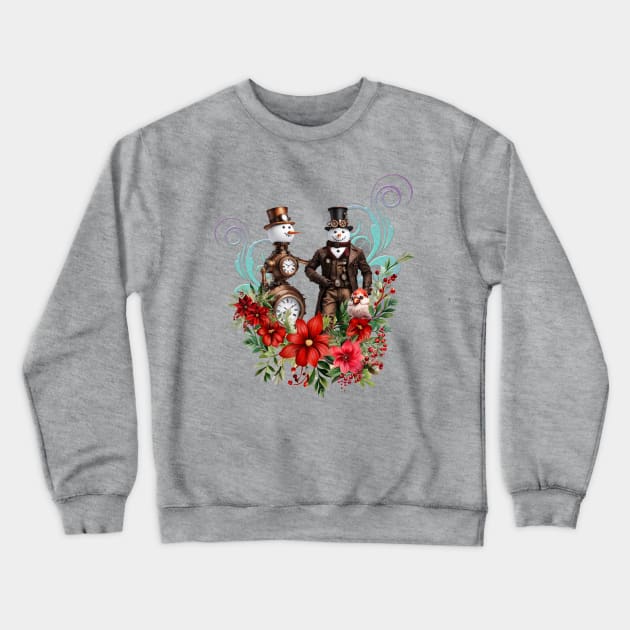 What could be more romantic than a steampunk  snowman and steampunk snowwoman Crewneck Sweatshirt by Nicky2342